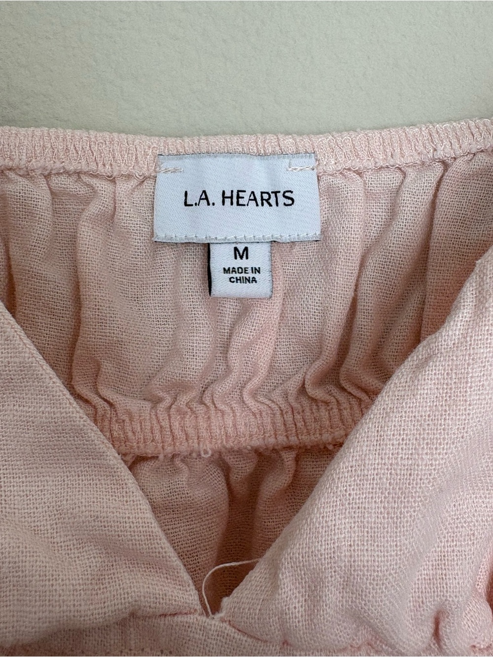 La Hearts Soft Blush Linen Pink Elastic Waist Cami - Picture 2 of 6